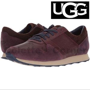 UGG Unisex Trigo Burgundy Wine Suede & Blue Lace-Up Arch Support Sneakers